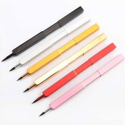 Retractable Lip Brush Travel  Makeup Lip Liner Lipstick Lip Gloss Brush with 6 Colors Black, White, Red, Gold, Yellow and Pink