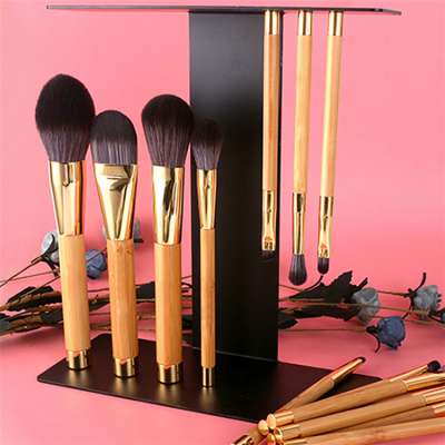 Metal holder eye shadow brushes sets purple makeup brush set goat hair factory