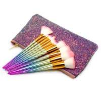 High quality custom logo 10pcs synthetic glitter travel cosmetic make up brush