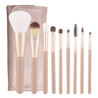 Custom Brown 9pcs Horse Hair Makeup Brush With Make Up Brush Holder