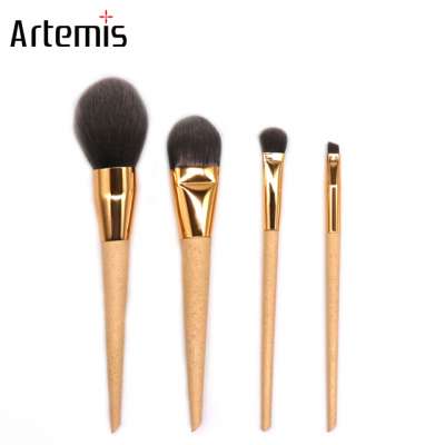 4pcs Natural Bamboo Makeup Brush Set with Charcoal Hair and Bamboo Handle Makeup Brush Collection